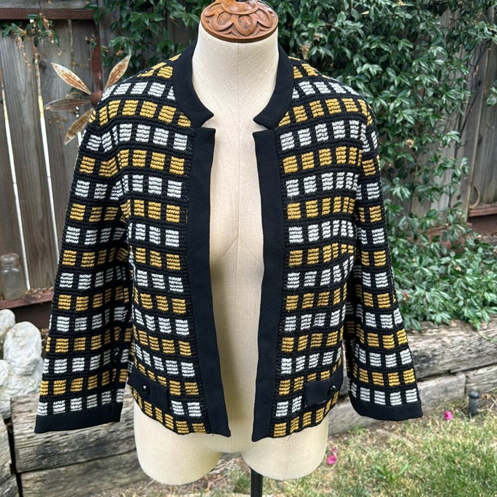 Vintage 80's R&K Knits Open Checker Women's Bolero Jacket **See Measurements**